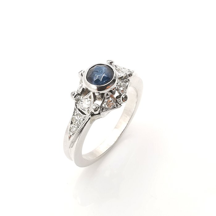 Ring Platin -  0.86ct. tw. Safir - Diamant