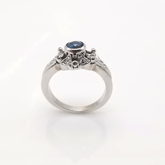 Ring Platin -  0.86ct. tw. Safir - Diamant