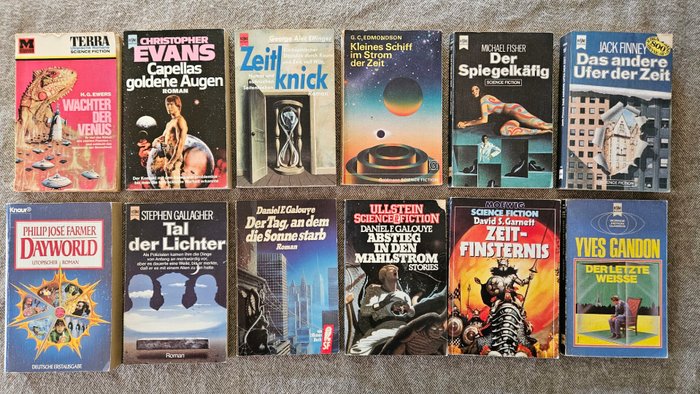 12 x Science-Fiction: H. G. Ewers, Evans, Effinger, Edmondson, Farmer, Finney, Fisher, Gandon, - Konvolut (dt. Erstausgaben) - 1965-1990