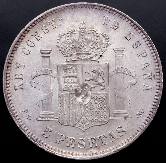 Spanien. Alfonso XIII. 5 Pesetas 1893*93 PGL