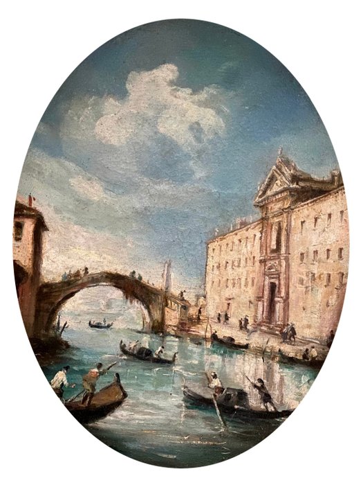 Giacomo Guardi (1764-1835), Circle of - Capriccio Veneziano con Figure e Gondole