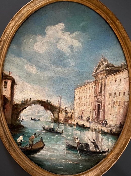 Giacomo Guardi (1764-1835), Circle of - Capriccio Veneziano con Figure e Gondole