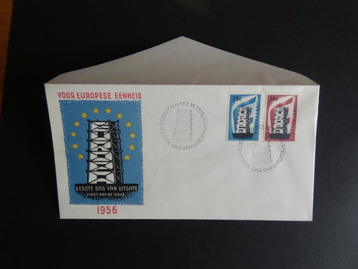 Holland 1956 - FDC Europe stempler på blank FDC med Befund - NVPH E27