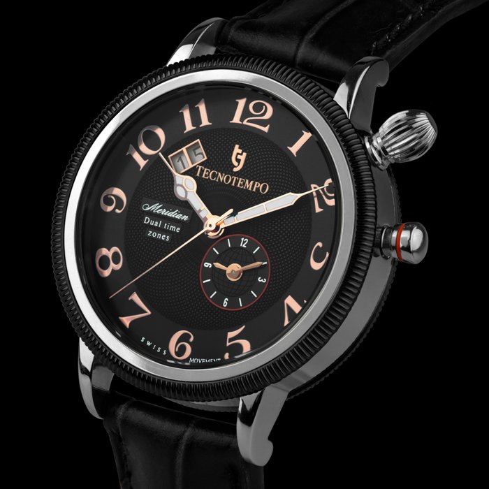 Tecnotempo - Dual Time Zones "Meridian" - Swiss Movt - Limited Edition 50PCS - - Ingen mindstepris - TT.ME.B (Black) - Mænd - 2011-nu