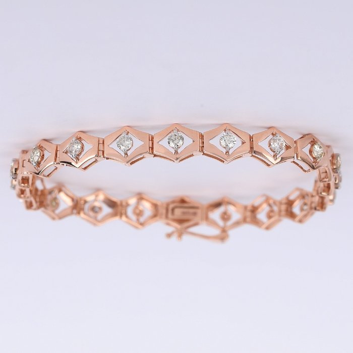 Armbånd - 14 karat Rosaguld -  2.44ct. tw. Diamant (Natur) - Rose guld diamantarmbånd