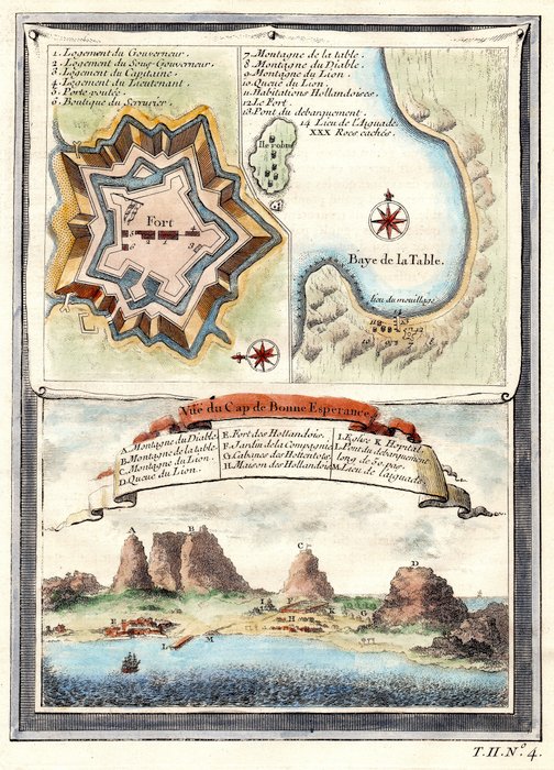 Sydafrika - Kap det Gode Håb; N. Bellin - Vue du Cap de Bonne Esperance - 1721-1750