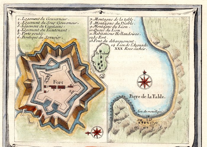 Sydafrika - Kap det Gode Håb; N. Bellin - Vue du Cap de Bonne Esperance - 1721-1750