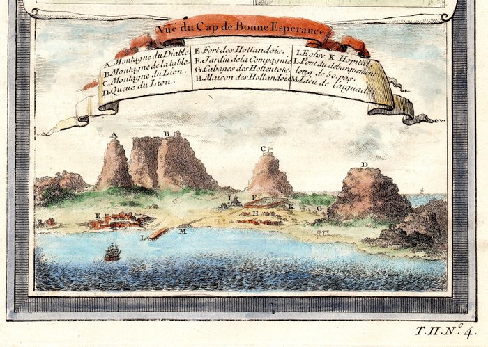 Sydafrika - Kap det Gode Håb; N. Bellin - Vue du Cap de Bonne Esperance - 1721-1750