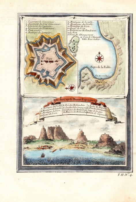 Sydafrika - Kap det Gode Håb; N. Bellin - Vue du Cap de Bonne Esperance - 1721-1750