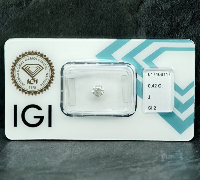 1 pcs Diamant  (Natur)  - 0.42 ct - J - SI2 - International Gemological Institute (IGI)