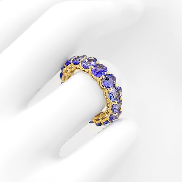 Ring - 14 karat Gulguld -  6.70ct. tw. Tanzanit