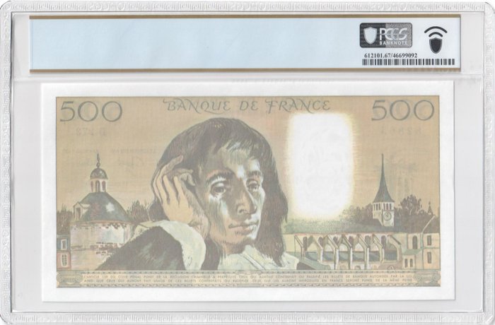 Frankrig. - 500 Francs - 03/03/1988 - Pascal - Pick 156g  (Ingen mindstepris)