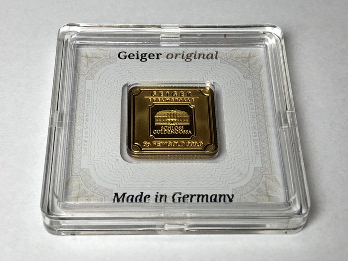 5 gram - Guld 999 - Geiger Edelmetalle, Germany - Forseglet  Med certifikat