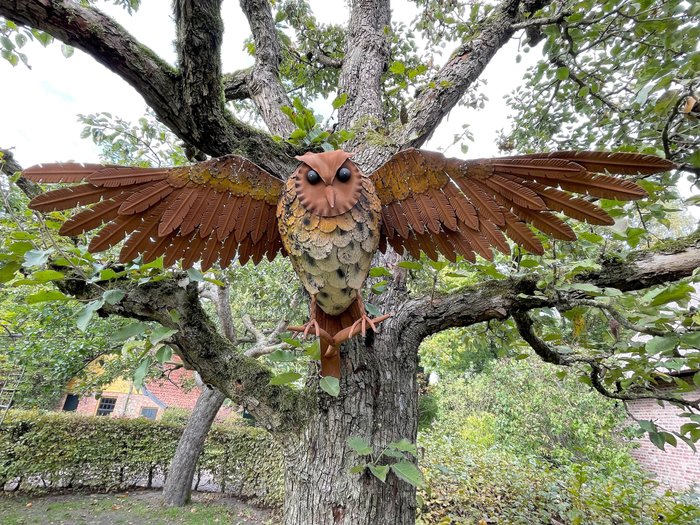 Skulptur Schitterende uil - Oehoe - Spanwijdte 96 cm - 515 cm - Jern