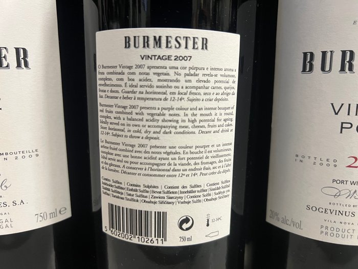 2007 Burmester Vintage Port - Porto - 6 Flasker (075 L)