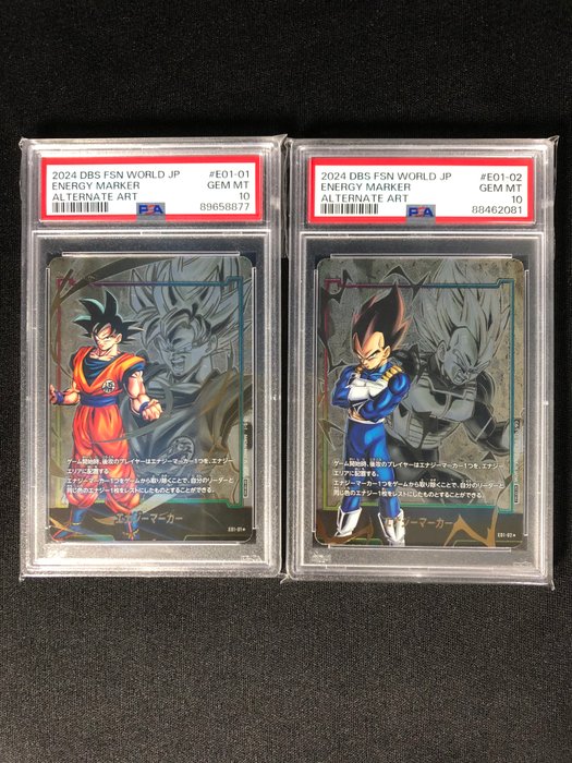 Bandai - 2 Graded card - Dragon Ball - Son Goku, Vegeta - Dragon Ball Super Card Fusion World - PSA 10