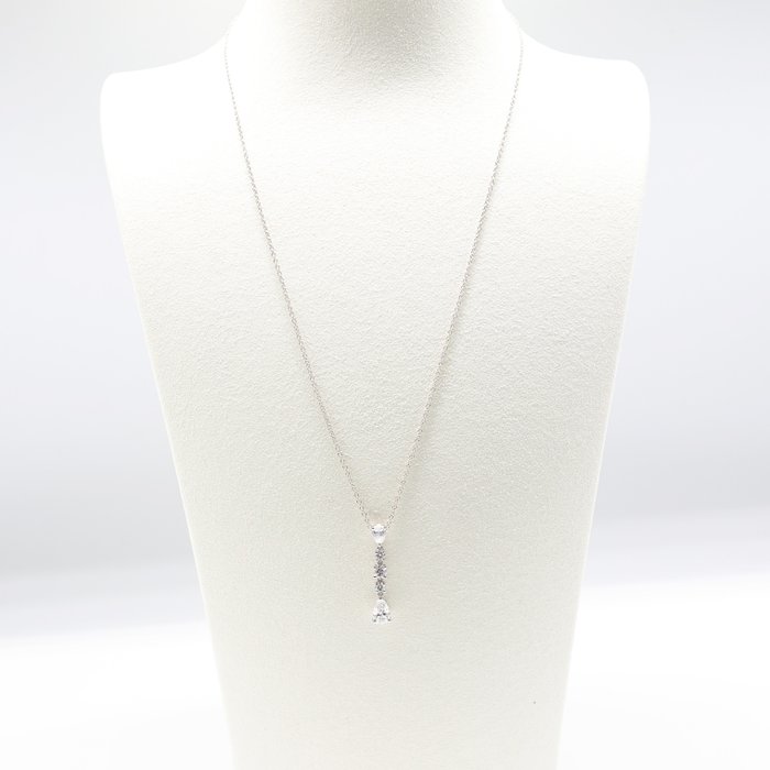 Tiffany  Co. - Halskæde med vedhæng - Drop Diamond Necklace Platin