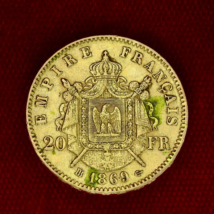 645 grams - Guld 900 - 20 Francs Napoleon III - Præget bar