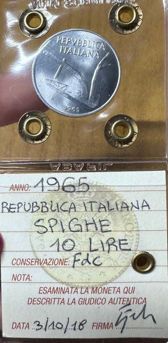 Italien. 10 Lire 1965 "Spighe"  (Ingen mindstepris)