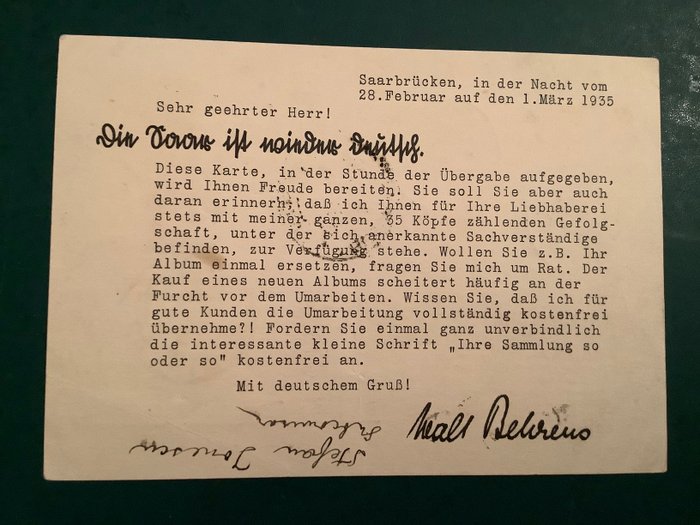 Område af Saar-bassinet 1935 - Blandet Franking Saar-området og det tyske kejserrige stempler på ægte kort - Michel