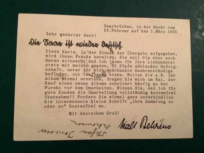 Område af Saar-bassinet 1935 - Blandet Franking Saar-området og det tyske kejserrige stempler på ægte kort - Michel