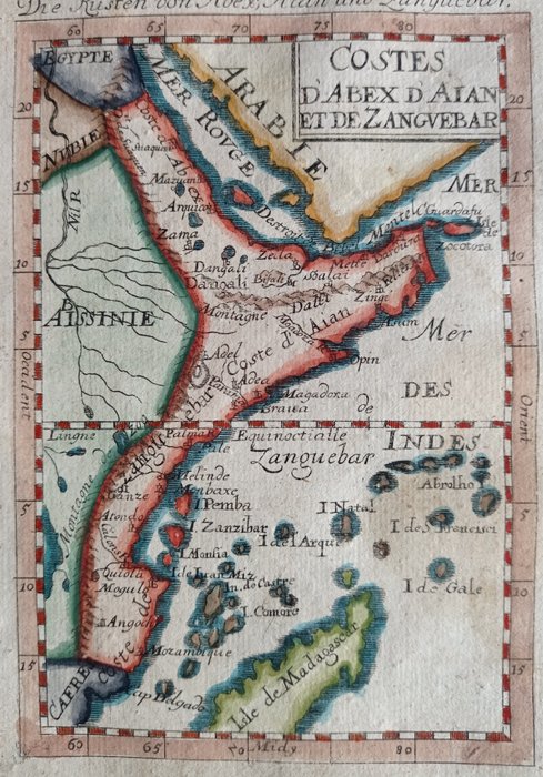 Afrika - Somalia, Kenya, Madagaskar, Etiopien; M. Mallet - Costes d'Abex d'Aian et de Zanguebar - 1681-1700