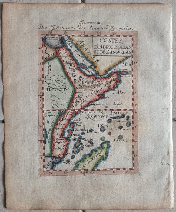 Afrika - Somalia, Kenya, Madagaskar, Etiopien; M. Mallet - Costes d'Abex d'Aian et de Zanguebar - 1681-1700