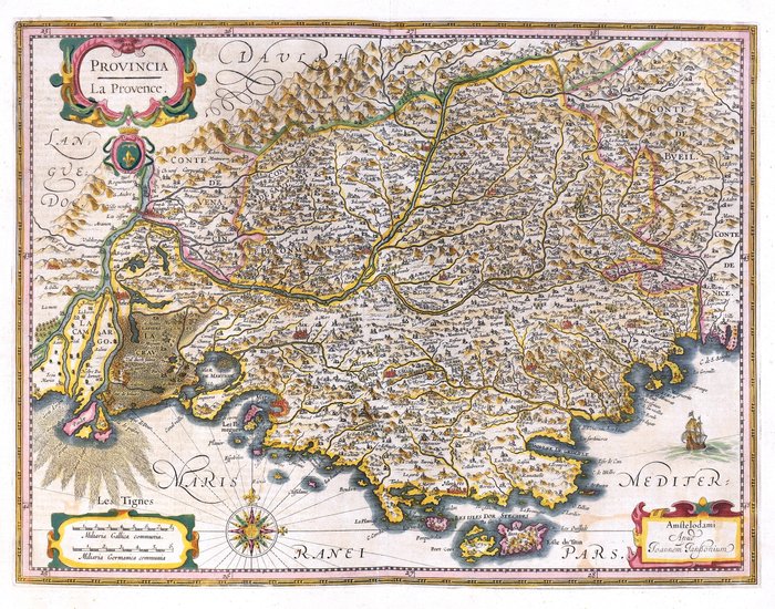 Frankrig - Provence Alpes Côte d'Azur; Hondius / Janssonius - Provincia / La Provence - 1638