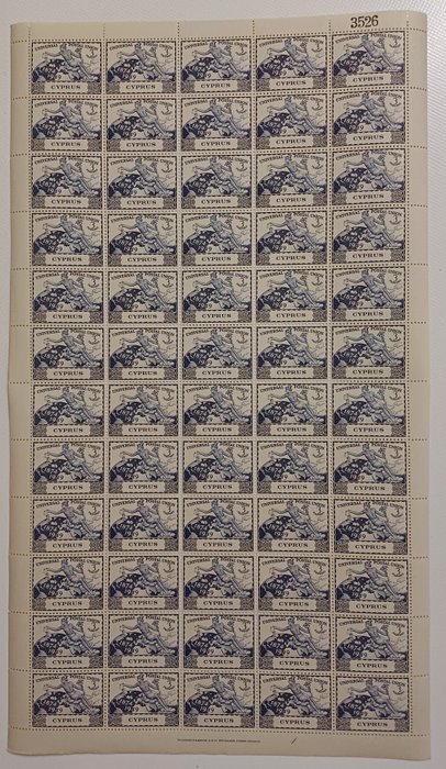 Cypern 1949/1949 - Cypern 1949 U.P.U. udstede komplet sæt MNH-stempler i hele ark af 60 (sjældent at finde i ark) - Stanley Gibbons No 168 - 171 Cyprus stamps 2017 No 170-173