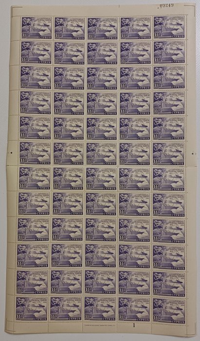 Cypern 1949/1949 - Cypern 1949 U.P.U. udstede komplet sæt MNH-stempler i hele ark af 60 (sjældent at finde i ark) - Stanley Gibbons No 168 - 171 Cyprus stamps 2017 No 170-173