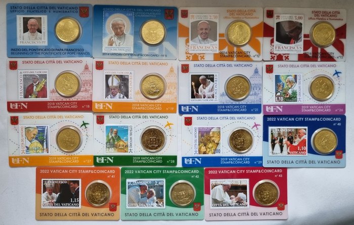 Vatikanstaten 50 Cent 2013/2022 (15 stuks)  (Ingen mindstepris)