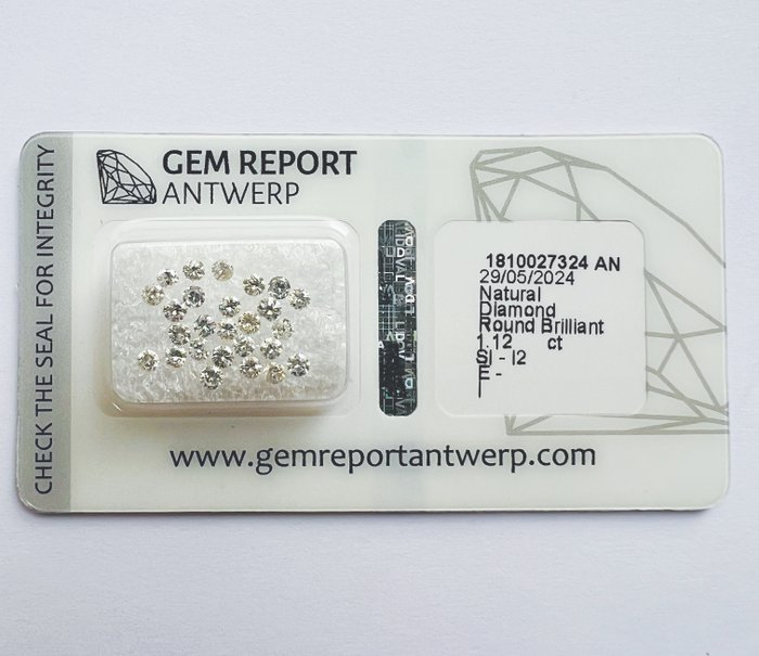 Ingen mindstepris - 26 pcs Diamant  (Natur)  - 1.12 ct - Rund - E, I - I1, I2, SI1, SI2 - Gem Report Antwerp (GRA)