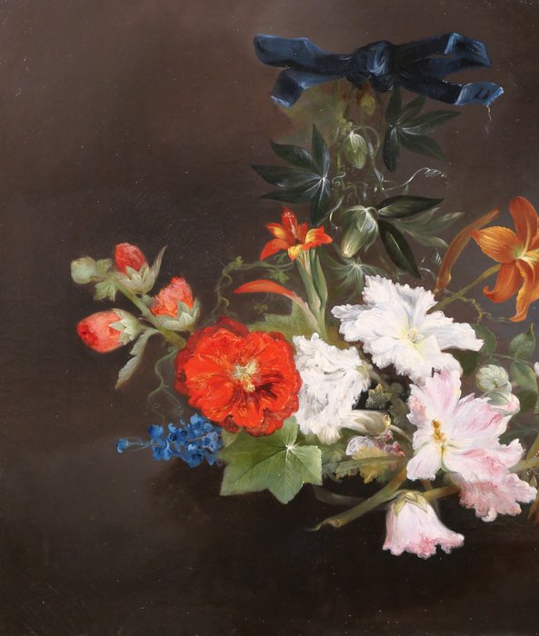 Charles Rivière (XIX) - Still life of flowers