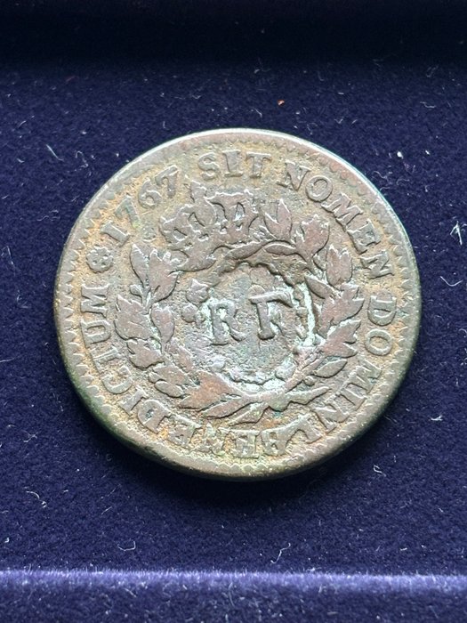 Förenta staterna Amerikansk kolonial Sou (3 Sols 9 Deniers) 1767-A (1793 "RF" Counterstamp)  (Ingen mindstepris)