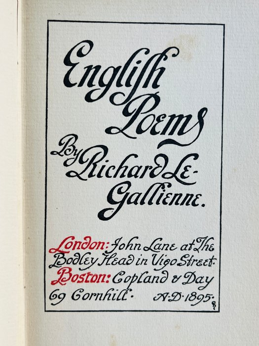 Richard Le Gallienne - English Poems - 1895