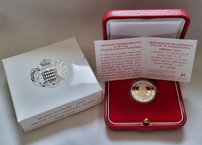 Monaco. 2 Euro 2024 "Treaty with Charles V" Proof  (Ingen mindstepris)