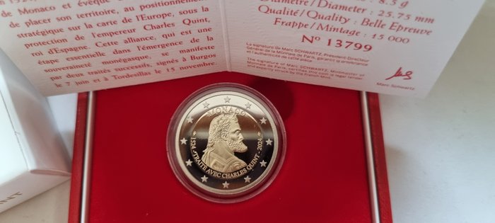 Monaco. 2 Euro 2024 "Treaty with Charles V" Proof  (Ingen mindstepris)