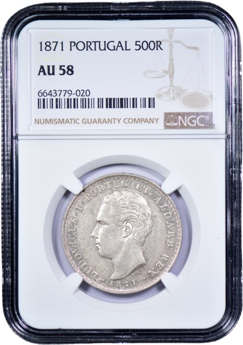 Portugal. D. Luís I (1861-1889). 500 Reis 1871 - NGC - AU 58