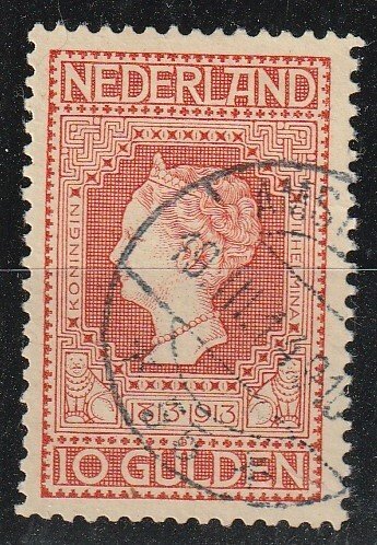 Holland 1913 - Jubilæum 10 gylden orange, med en ekstrem lille kommentar - NVPH  101