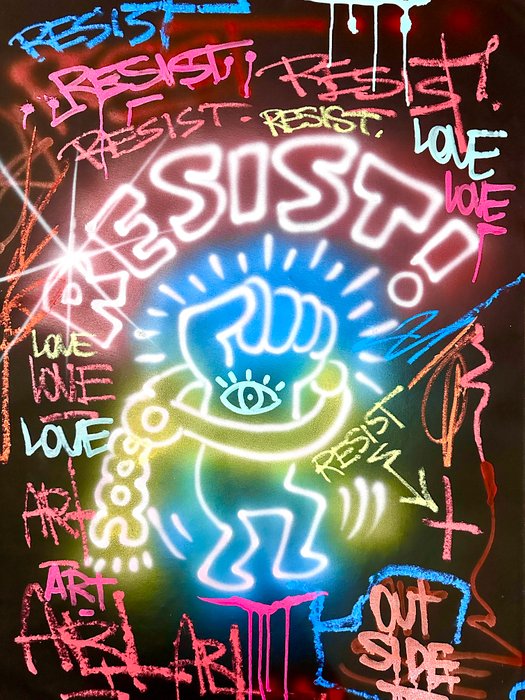 Outside313 - Keith Haring - Resist - neon black edition