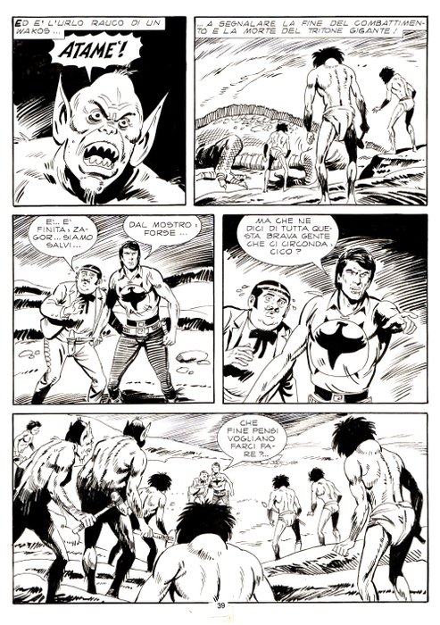 Donatelli, Franco - 2 Original page - Zagor #211 - "il mostro a tre teste" - 1983