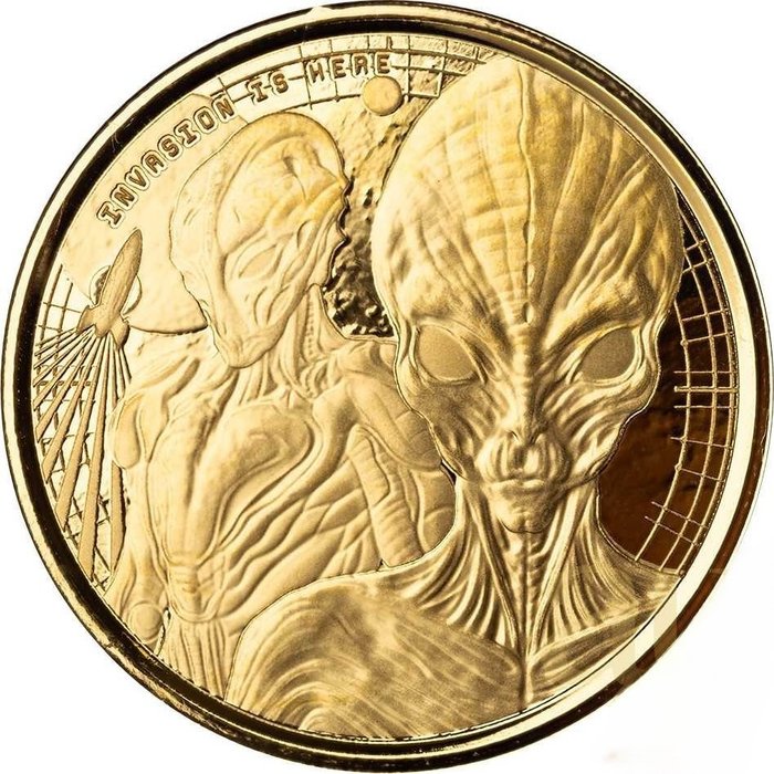 Ghana. 50 Cedis 2023 Aliens, 1/10 Oz (.999)