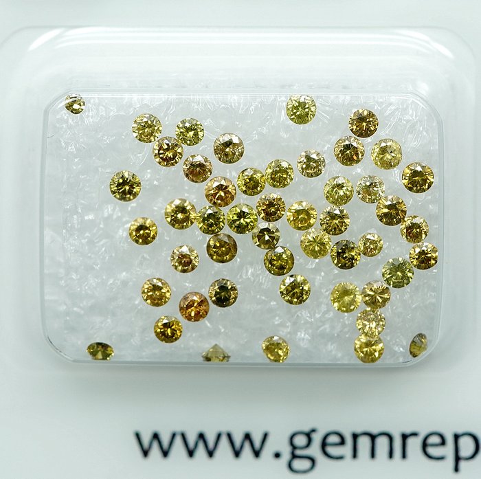 49 pcs Diamant  (Farvebehandlet)  - 1.01 ct - I2, VS1 - Gem Report Antwerp (GRA)