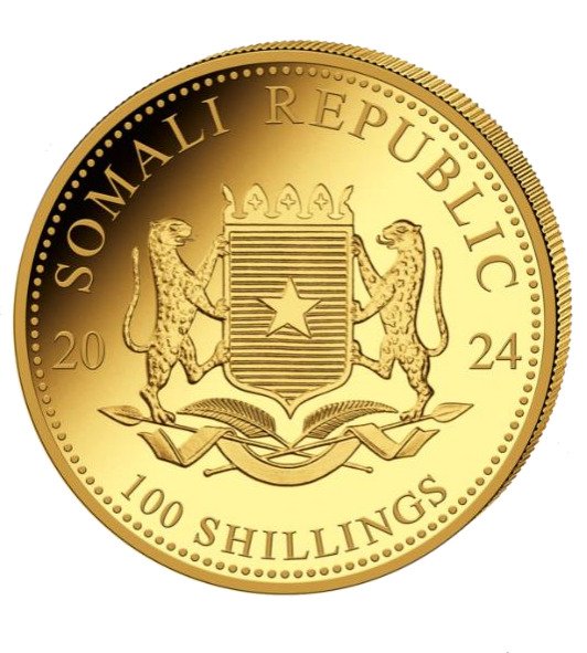 Somalia. 100 Schilling 2024 Elephant 1/10 oz Gold (.999)