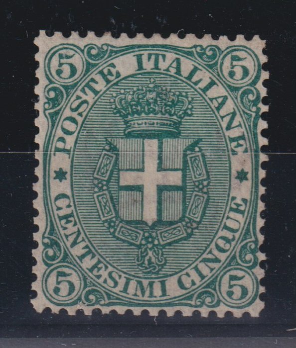 Italien Kongerige 1891 - Sassone 59 - Euro 4.125 - Stemma  5c ottima centratura, certificato