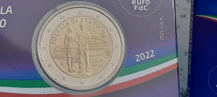 Italien. 2 Euro 2022 "Erasmus" + "Polizia di Stato" (2 monete) Proof + BU  (Ingen mindstepris)