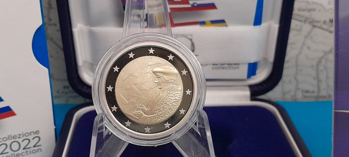 Italien. 2 Euro 2022 "Erasmus" + "Polizia di Stato" (2 monete) Proof + BU  (Ingen mindstepris)