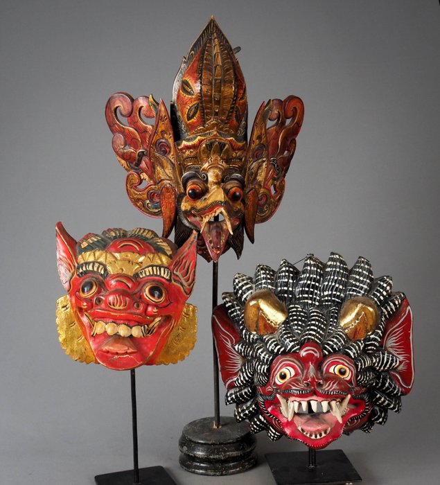 3 masker, Barong, Garuda - Bali - Indonesien, Sri Lanka  (Ingen mindstepris)