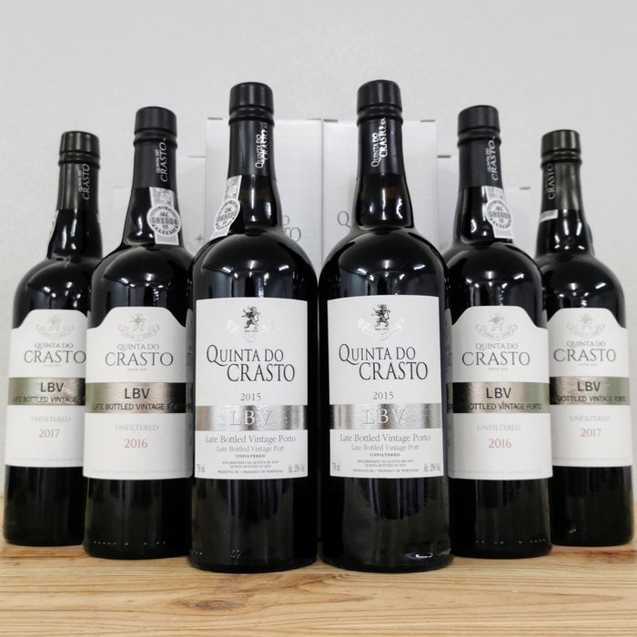 Quinta do Crasto Unfiltered LBV: 2015 x 2, 2016 x 2  2017 x 2 - Late Bottled Vintage Port -  Douro  - 6 Flasker (0,75 L)