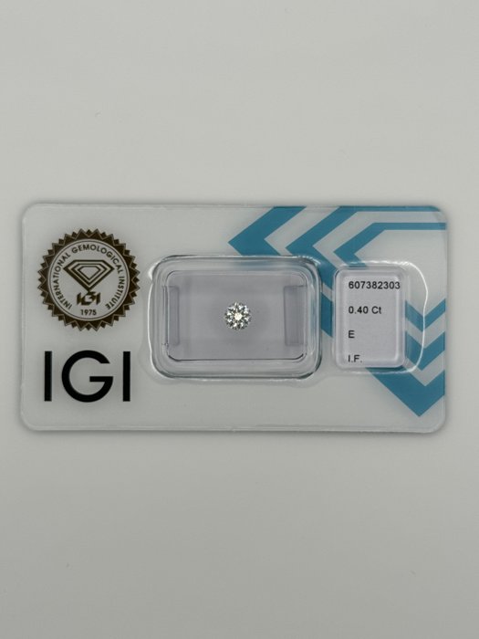 1 pcs Diamant  (Natur)  - 0.40 ct - Rund - E - IF - International Gemological Institute (IGI) - *3EX*